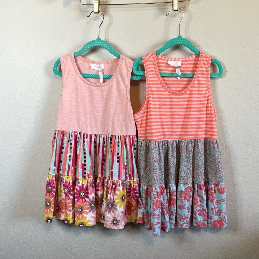 Kids Pink Floral Tiered Tank Dress - (Brand Not Visible)